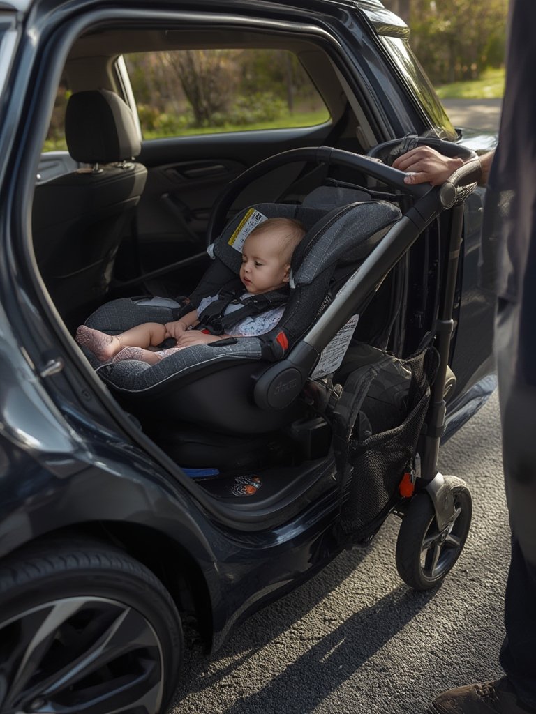 infant stroller in action